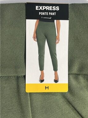 Express Olive Ponte Ankle Pants - Slim Cropped Fit